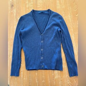 J. McLaughlin Deep Blue Ribbed Cardigan